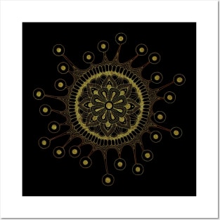 Virus Mandala (black/yellow) Posters and Art